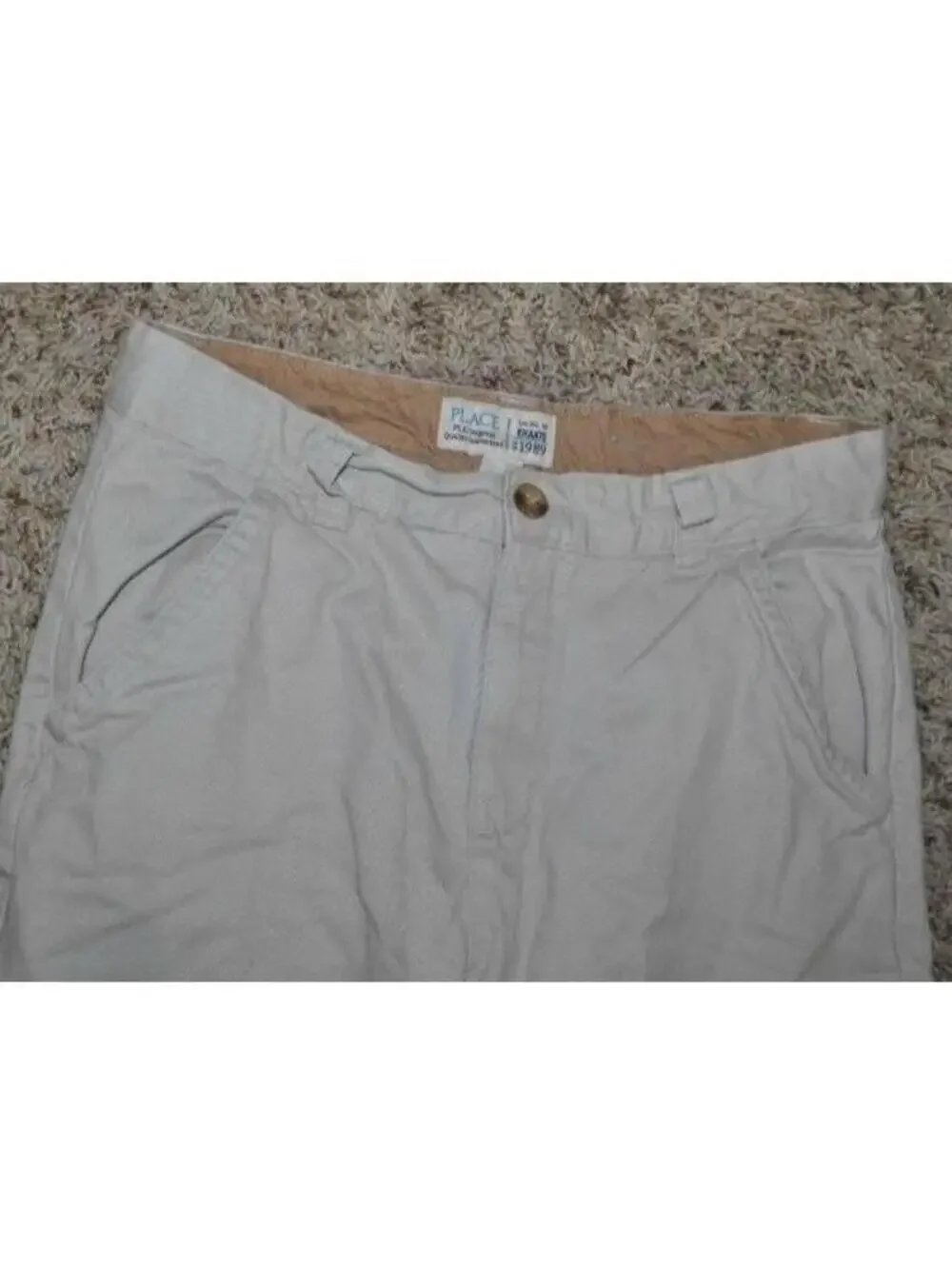 Boys Khakis The Childrens Place Pants 14 Beige Flat Front Adjustable Waist Dress